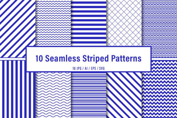 10 Seamless Dark Blue Striped Patterns for Graphic Design