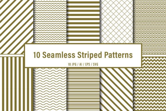 10 Seamless Dark Green Striped Patterns for Graphics and Branding