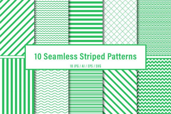 10 Seamless Green Striped Patterns Set for Crafting and Graphics