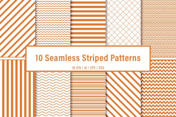 10 Seamless Orange Striped Patterns Set for Modern Web Design