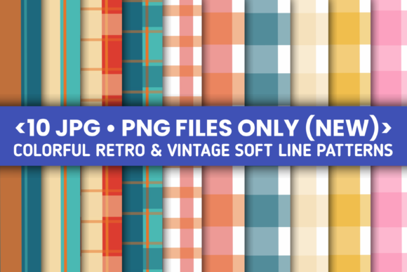 10 Set Retro and Vintage Line Patterns for Crafting and Design