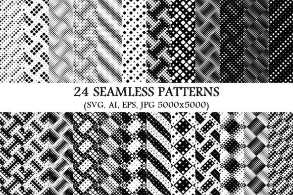 24 Monochrome Seamless Square Patterns for Graphics Freebies