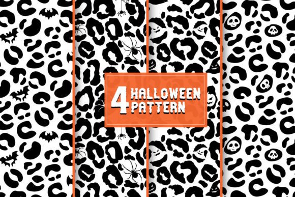 4 Halloween Patterns - Leopard Halloween Graphics