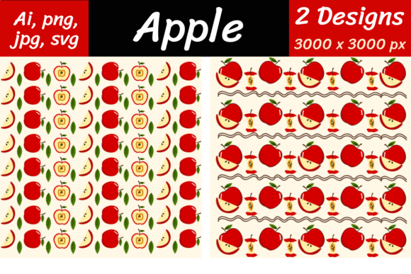Apple Seamless Patterns for Graphics and Design Projects
