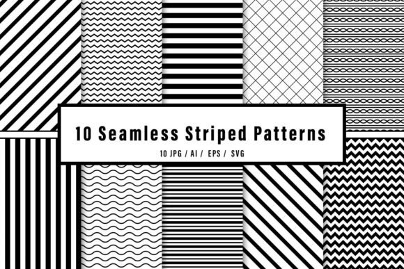 Black Seamless Striped Patterns Set for Graphic Design Projects