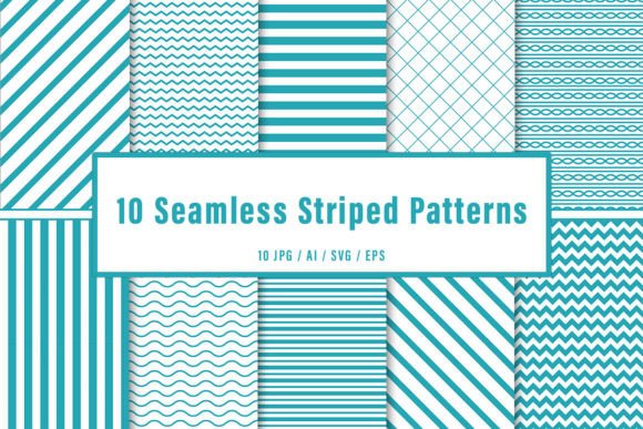 Blue Seamless Striped Patterns Set for Modern Design Projects