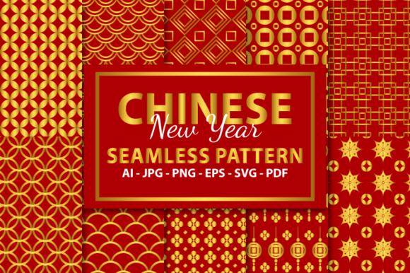 Chinese New Year Seamless Patterns for Crafting and Design