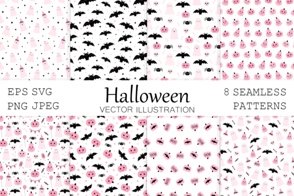 Cute Pink Halloween Seamless Patterns Review