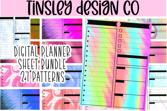 Digital Planner Sheet 27 Patterns Bundle for Branding and Packaging
