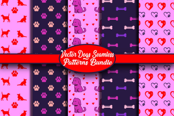 Dog Digital Paper Patterns for Modern Graphics