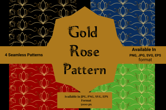 Gold Rose Patterns for Graphics and Creative Projects