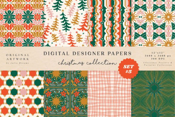 Groovy Christmas Digital Papers Patterns Review