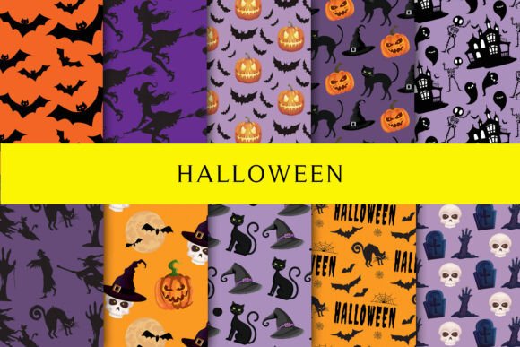 Halloween Seamless Patterns for Crafting and Design