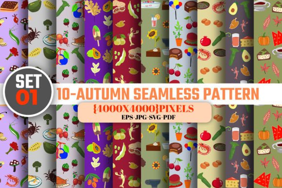 Seamless Autumn Digital Paper Patterns-2 for Branding and Marketing
