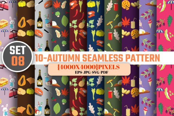 Seamless Autumn Digital Paper Patterns-8 for Creative Design