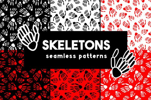 Skeletons Seamless Patterns Bundle for Graphic Design