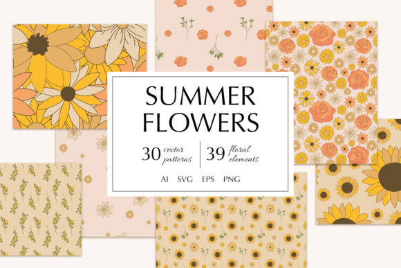 Summer Flowers Vector Patterns Review