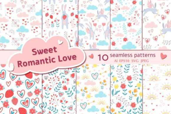 Sweet Romantic Love Patterns Collection for Web and Editorial Design