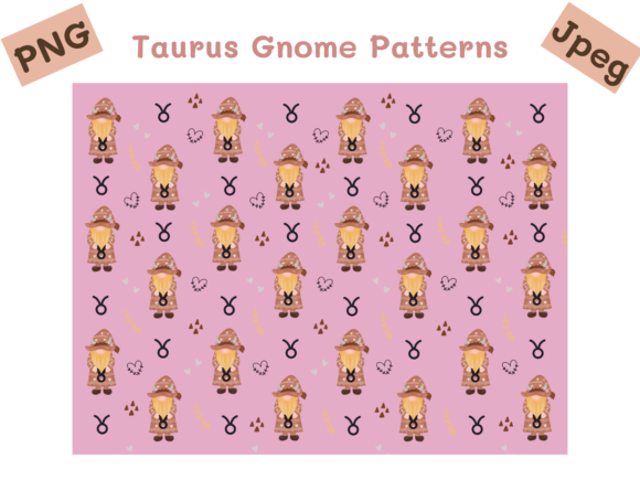 Taurus Gnome Patterns Png Jpeg for Crafting and Graphics